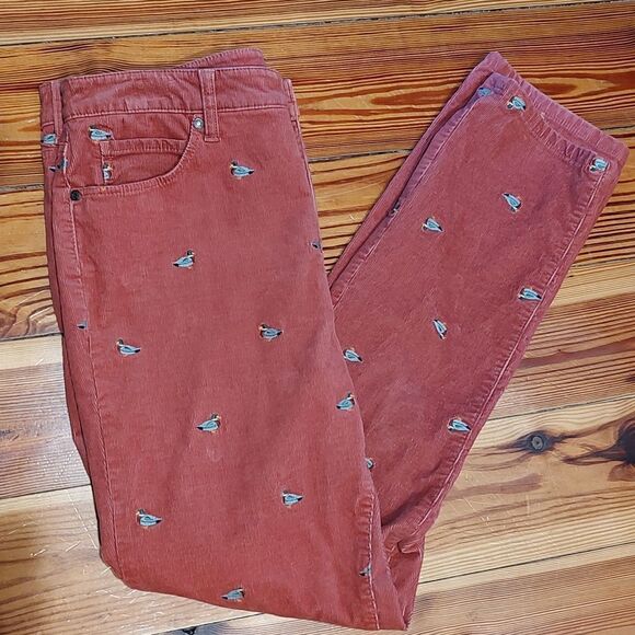 Talbot's Dusty Rose Corduroy Embroidered Mallard Duck Straight Leg Pant Size 8 - Picture 14 of 14